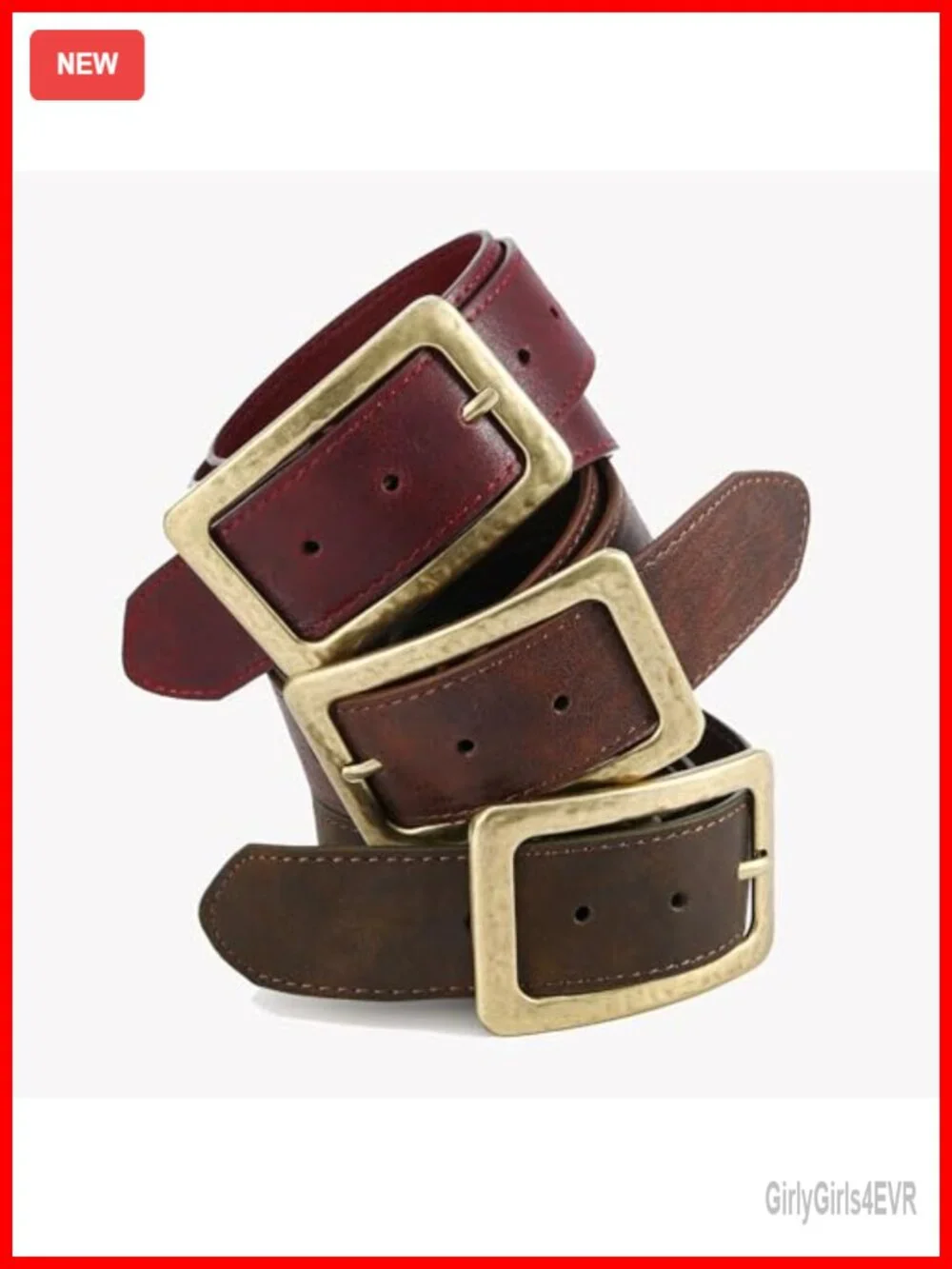 Wide Chunky Faux Leather Belt Vintage Buckle for Women